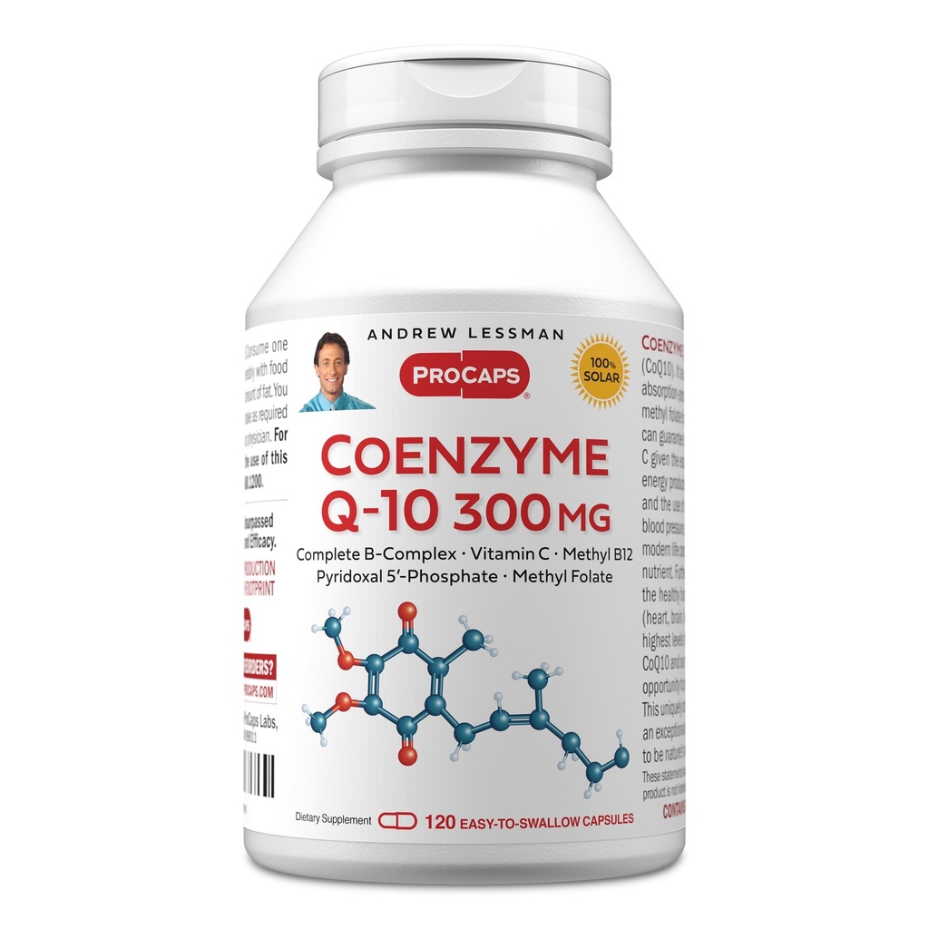 ANDREW LESSMAN Coenzyme Q-10 300 mg 120 Capsules - Essential for Energy Production and Optimum Key Organ Function, Anti-Oxidant Support, Depleted by Aging, Plus B-Complex. Easy to Swallow Capsules