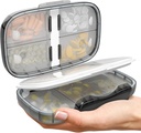 Travel Pill Organizer - αεροστεγής ιατρική περίπτωση για τα ταξίδια Φορητό κουτί φαρμακείο με ετικέτες Βιταμίνη εμπορευματοκιβώτιο 8 συμπλήρωμα διαμέρισμα Κάτοχος φαρμακευτικής αγωγής Μεγάλη χωρητικότητα καθημερινά (Μαύρο-2)