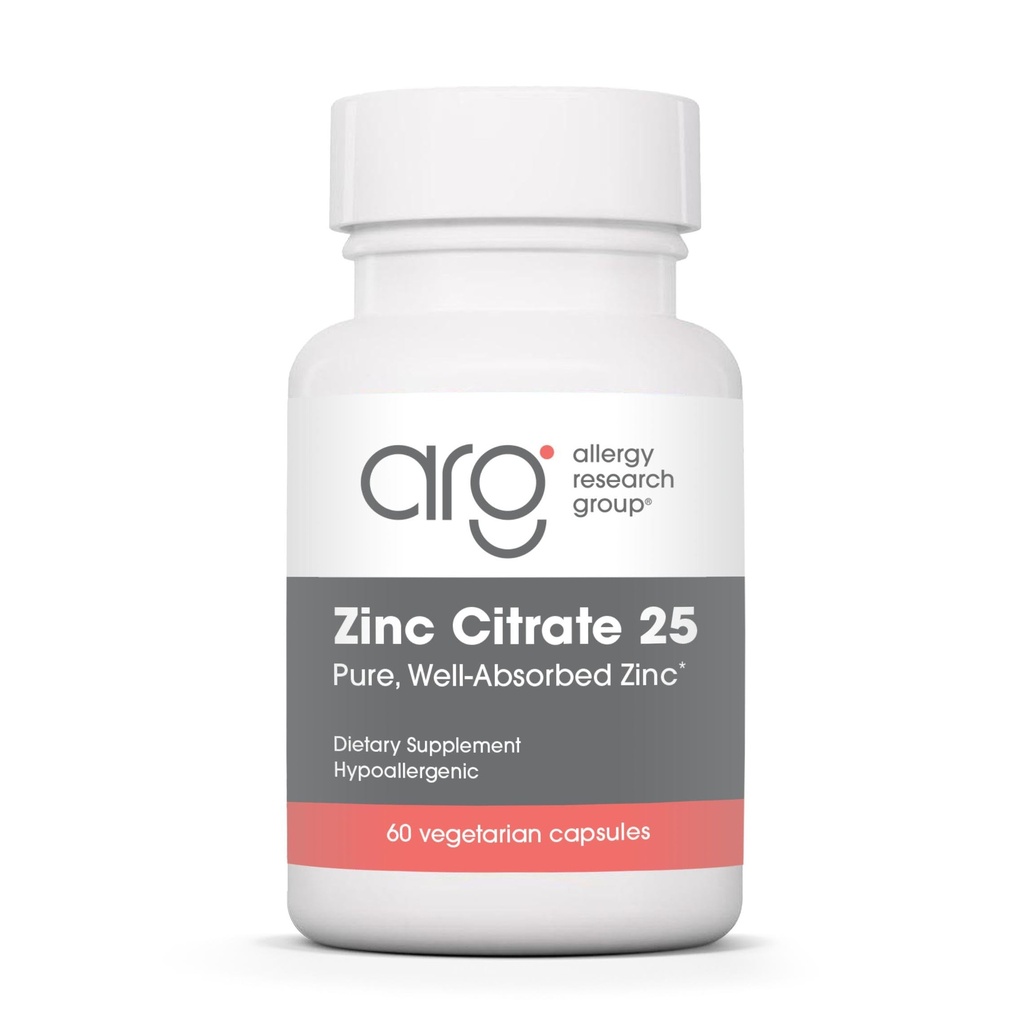 Allergy Research Group Zinc Citrate - Delivers 25 mg Zinc Citrate - Supports Immune Response, Cognitive Health & Cellular Function - 60 Servings - 60 Capsules