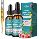 2 Pack Liposomal Lymphatic Drainage Drops, Liver Cleanse Detox & Repair Liquid Supplement with Milk Thistle, Dandelion, Burdock Root - Lymph & Liver Detox, Antioxidant, Strawberry Flavor 4 Fl Oz