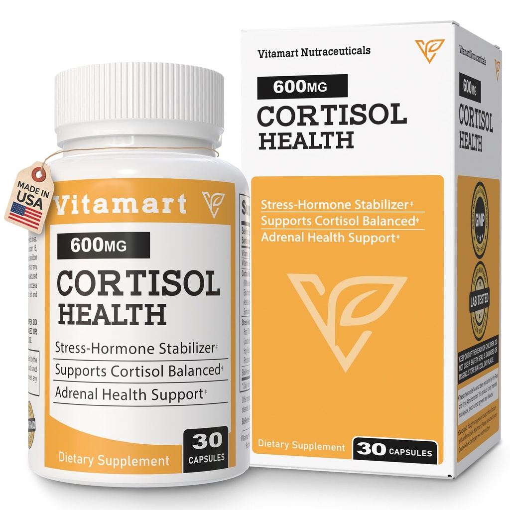 Cortisol Supplements for Women & Men | Ashwagandha Extract, Rhodiola & Adrenal Support Blend | Cortisol Manager & Reducer for Stress, Mood & Sleep Calm | Cortisol Health with Adaptogens, 30 Count