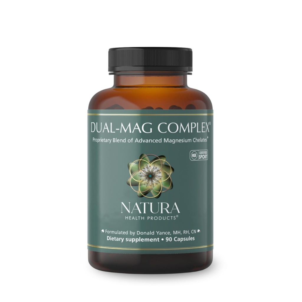 Natura Health Products Dual-mag Complex Supplement - Προάγει Καρδιαγγειακό, Νευρολογικό και Ανοσοποιητικό Υγεία - Διαθέτει Διγλυκινικό Χηλικό μαγνήσιο του Albion (90 κάψουλες)