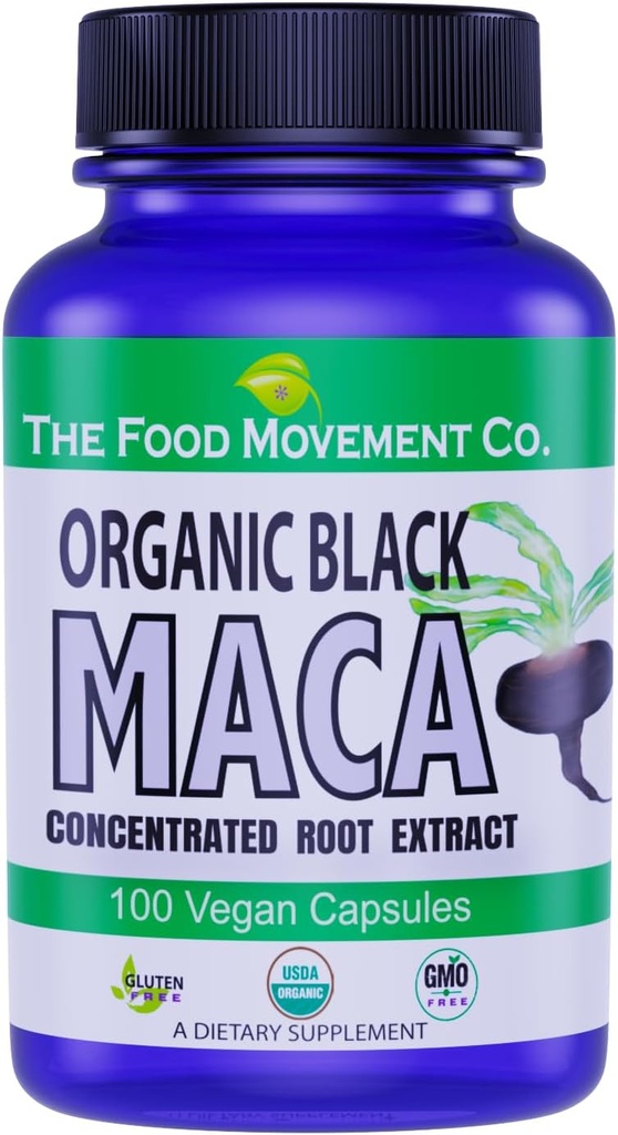 Η ΚΙΝΗΤΙΚΟΤΗΤΑ ΤΡΟΦΙΜΩΝ CO. Black Maca 500mg 60 Κάψουλες - Οργανικές, μη ΓΤΟ, Vegan, Χωρίς γλουτένη Μαύρο συμπλήρωμα ρίζας Maca για όλη την ευεξία του σώματος