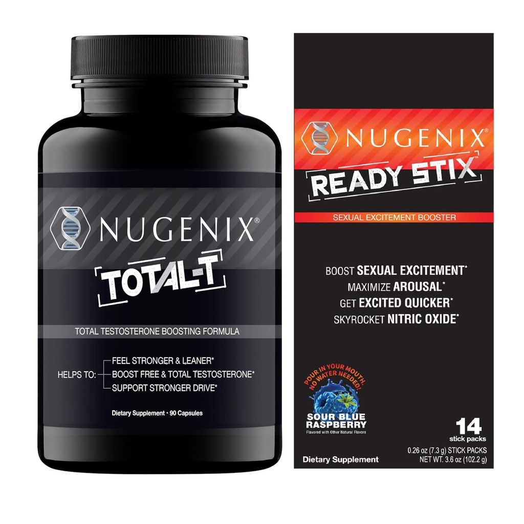 Nugenix Ready Stix Nitric Oxide Booster and Total-T Testosterone Booster for Men
