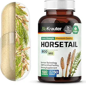 BIO KRAUTER Καψάκια βοτάνων Horsetail - 800 mg Δύναμη - 100 Count - Καψάκια σκόνης Horsetail - Υποστήριξη μαλλιών