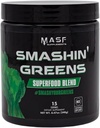 MASF Συμπληρώματα Smashin's Greens Superfood Organic Blend - 15 εξυπηρετήσεις - Ενισχύστε την ενέργεια, την υποστήριξη του ανοσοποιητικού, Digestive Health with Organic Gras, Spirulina, Chlorella - NSF Certified