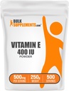 BulkSupplements.com Βιταμίνη Ε 400 IU Κόνις - ως D-Alpha Τοκοφερόλη, Συμπληρώματα Διατροφής - Χωρίς γλουτένη, 500mg ανά Σερβίρισμα, 250g (8,8 oz) (πακέτο του 1)