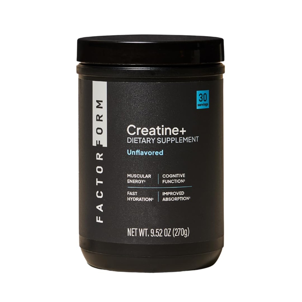 FACTOR FORM Micronized Creatine Powder + Electrolytes from Coconut Water – Creatine Monohydrate Supplement for Women & Men for Strength, Recovery, and Focus (Lightly Sweet, Unflavored)
