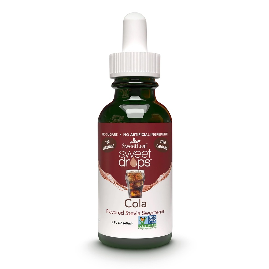 SweetLeaf Sweet Drops - Flavored Stevia Liquid Sweetener, Organic Stevia Extract, Zero Calories, Gluten Free, Keto Friendly, Non GMO, Natural Flavors, Sugar Alternative - Cola, 2 Fl Oz (Pack of 1)