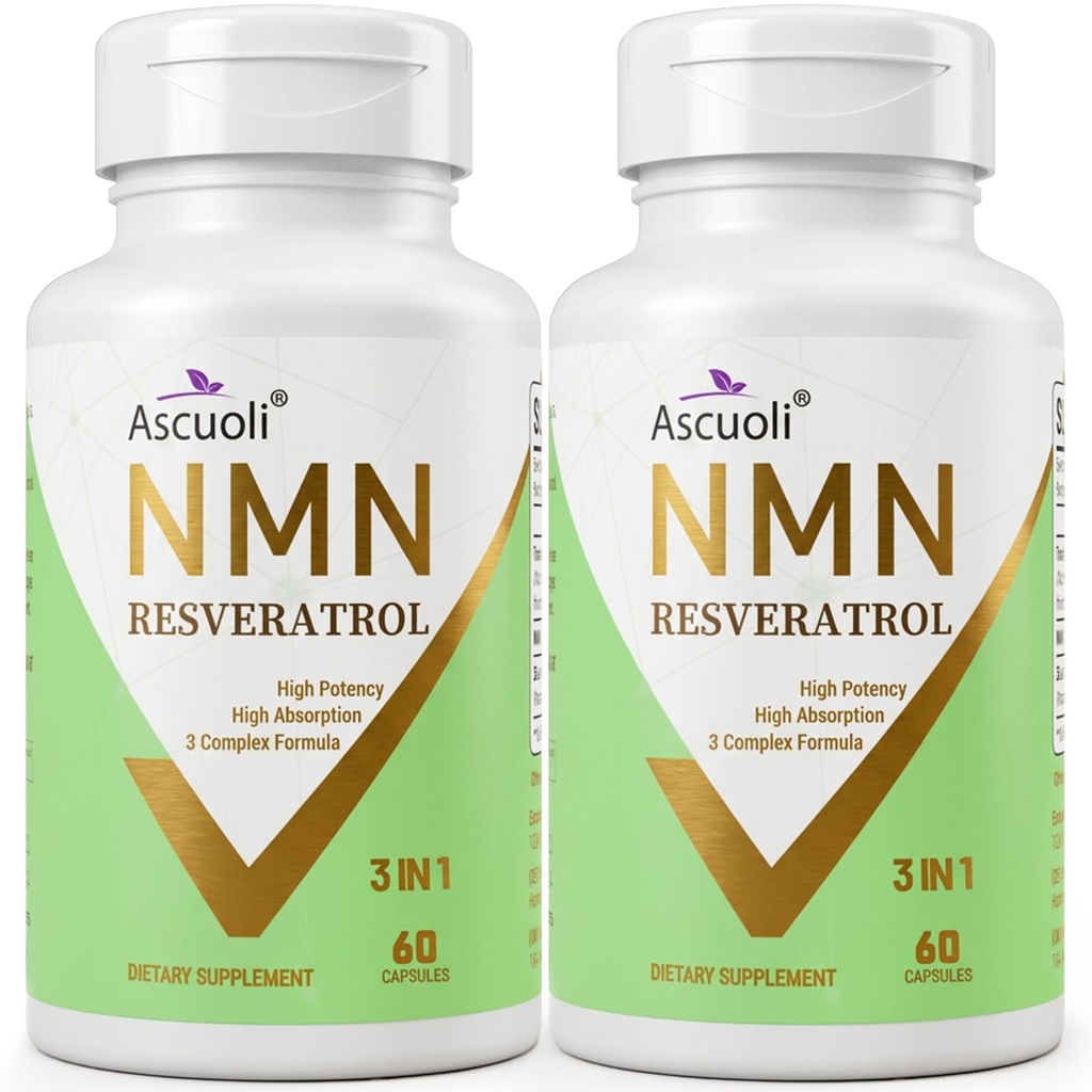 99% Ultra Purity NMN 500mg + Trans-Resveratrol 600mg, 1150mg NMN Resveratrol Supplement, 3-in-1 Advanced Formula for Boost* NAD, Cell, Immune, Energy & Muscle, Healthy Aging, Stabilized Form, 120 Caps