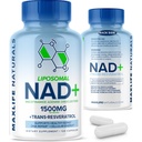 MaxLife Naturals Liposomal NAD+ Supplement 1500mg with Trans-Resveratrol - 120 Capsules NAD+ Resveratrol Supplement for Men & Women, NMN Alternative, Supports Cellular Energy & Anti Aging, Made in USA