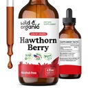 Άγρια & οργανικά Hawthorn Βάμμα καρπού 600 mg - Υγρό Hawthorne συμπλήρωμα καρπού για τη συνολική υποστήριξη - Vegan, ζάχαρη & αλκοόλ-free σταγόνες εκχύλισμα φρούτων - 4 fl oz