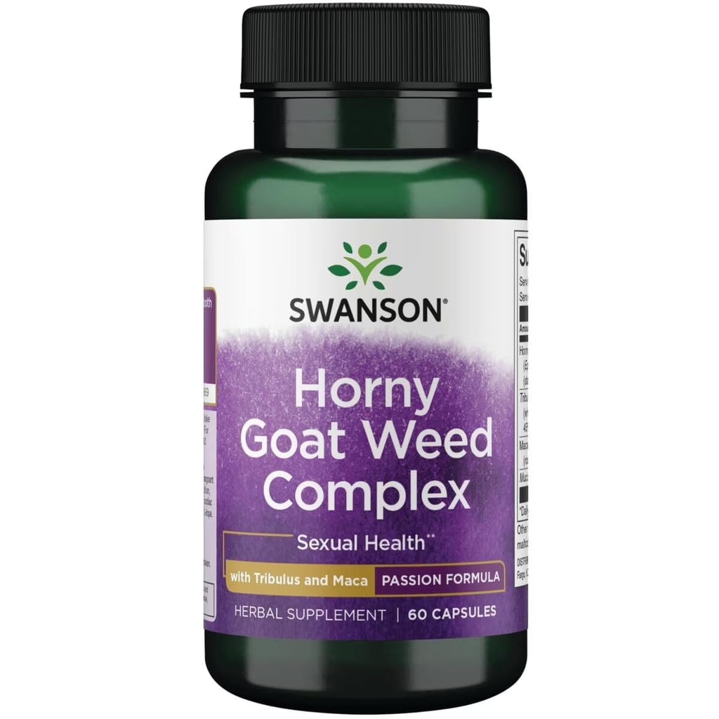 Swanson Horny Goat Weed Complex - with Tribulus and Maca - 60 Capsules (1 Pack)