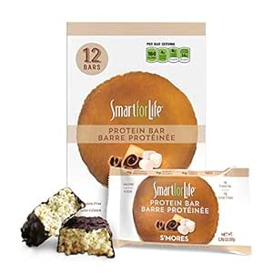 Smart for Life High Protein Bars - Smores - Χαμηλή ζάχαρη Crunchy 14g Protein Meal Replacement Bars – 12 Bars - Λειτουργεί με το Cookie Diet Protein Snacks – Μη ΓΤΟ – Smores Protein Bar