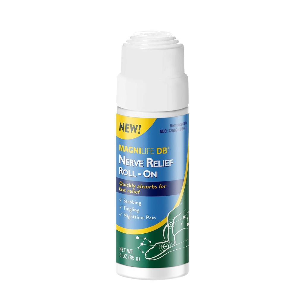 Magnilife DB Nerve Relief Roll On, 3 Oz, Topical Nerve Pain Relief for Feet, Legs, Hands & Arms, Helps Soothe Stabbing, Burning & Tingling Discomfort, Fast-Absorbing, Non-Greasy & Unscented Formula