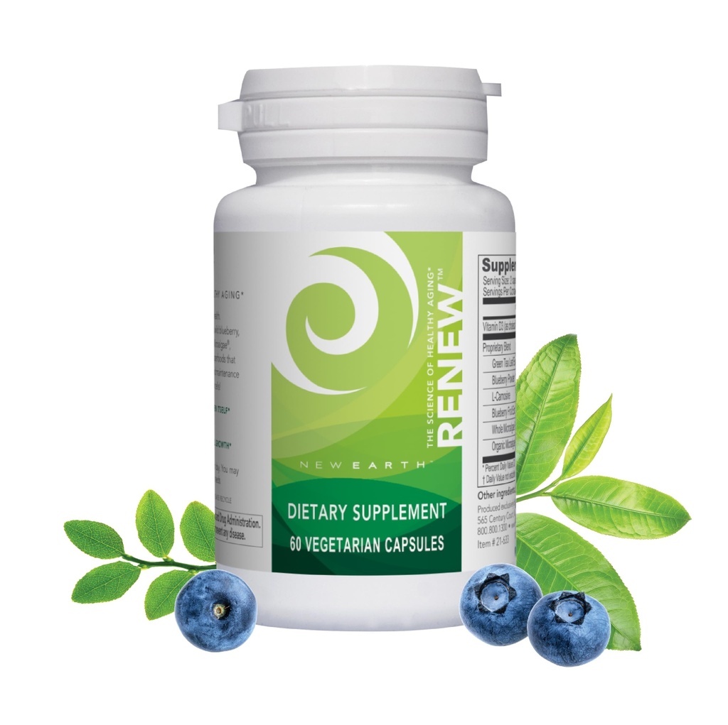 New Earth Renew - Support Cellular Health & Healthy Aging | Stem Cell Support Supplement with Antioxidants, Superfoods, & Vitamin D3-60 Capsules