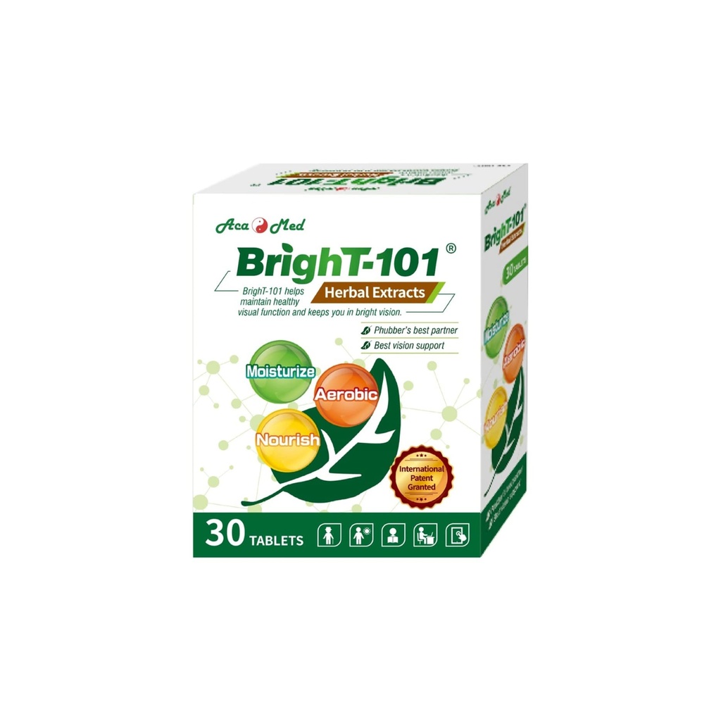 BrighT-101, Dietary Supplement for Eye Health, Reduces Eye Fatigue and Strain, Supports Dry Eye Like Syndrome, Support Night Vision, 30 Tablets.