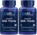 Life Extension Advanced Milk Thistle, Liver Health Supplement, Liver Detox, Cell Division, silymarin, silybin, bioavailable, Gluten Free, Non-GMO, 120 softgels, (Pack of 2)