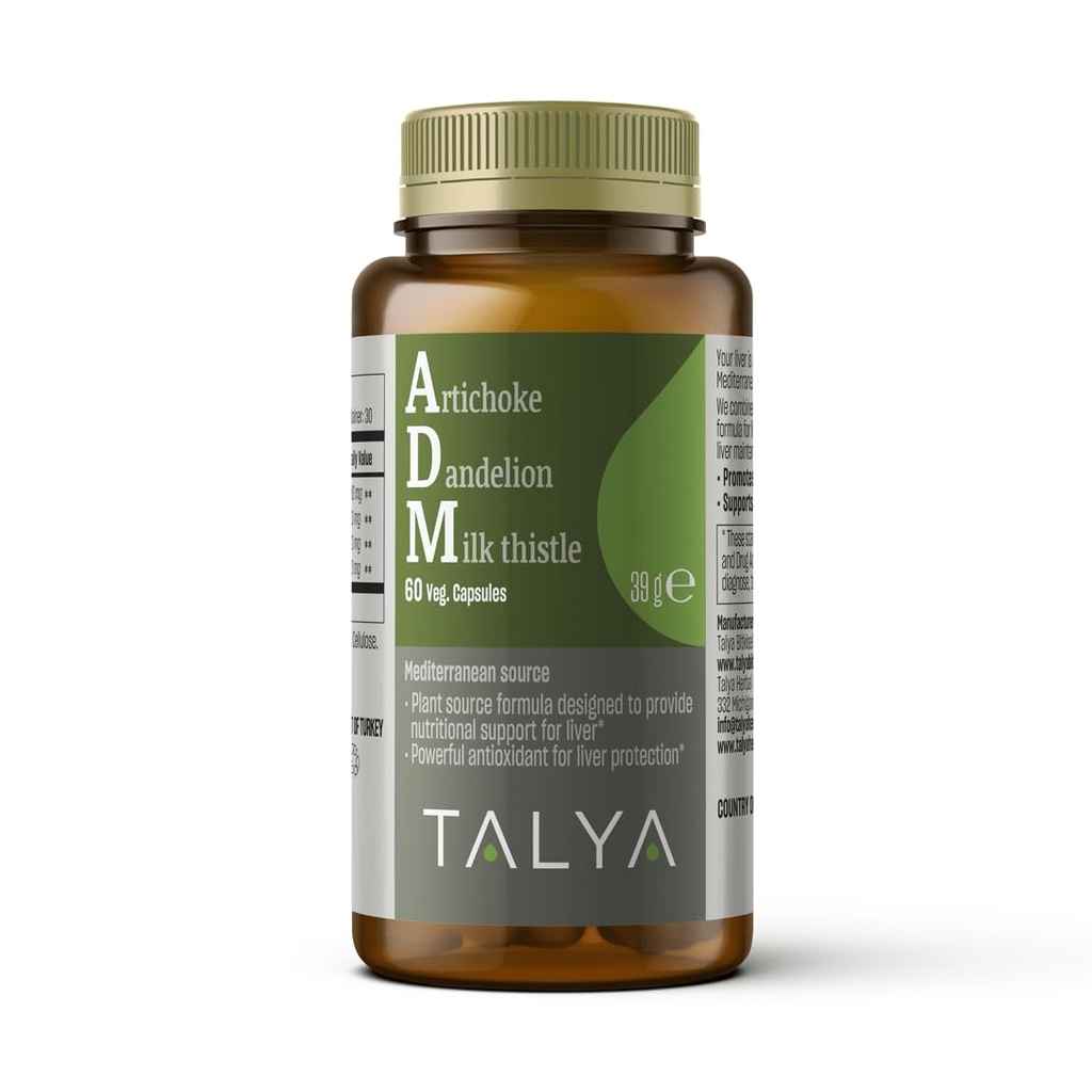 TALYA Milk Thistle Silymarin Artichoke Dandelion Herbal Liver Detox Cleanse Liver Support Supplement Vegan Capsules 60 Count 1 Month Supply Non GMO