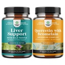 Bundle of Liver Cleanse Detox & Repair - Milk Thistle Dandelion Root Choline Beetroot Artichoke Extract and Pure Quercetin with Bromelain - Quercetin 500mg Capsules for Immune Support & Breathing
