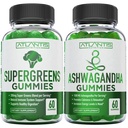 Supergreens & Ashwagandha Gummies - Ashwagandha Προάγει την ηρεμία και ενισχύει το ανοσοποιητικό σύστημα - Delicious Supergreens Με Σπανάκι, Μπρόκολο, Beetroot & Πράσινο Τσάι για την υποστήριξη του ανοσοποιητικού - 60 Gummies