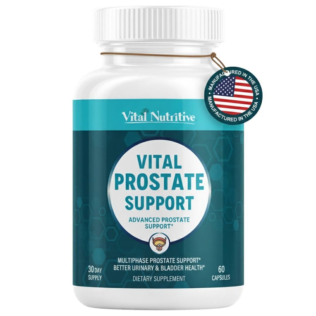 Vital Prostate Support Supplement for Men – Multiphase Herbal Formula with Saw Palmetto, Beta-Sitosterol & Zinc – Urinary Flow, Bladder Comfort & Prostate Health Supplements for Men – 30 Days Supply