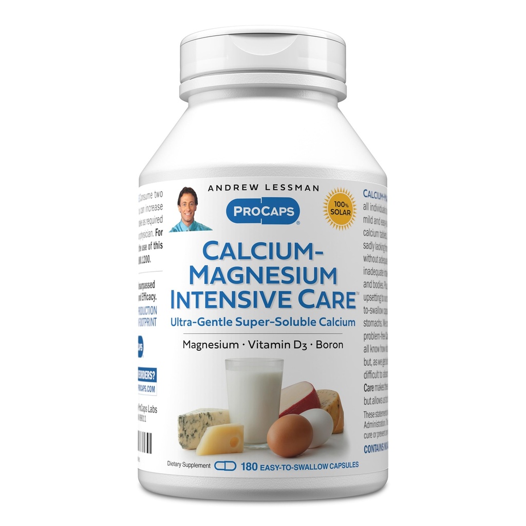 ANDREW LESSMAN Calcium Magnesium Intensive Care 180 Capsules - Bone and Skeleton Health Essentials. Easy to Swallow Capsules, Super Soluble Fine Powder. Gentle to Even The Most Sensitive Stomachs