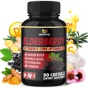 BMVINVOL Elderberry Capsules - 9 in 1 Herbal Supplement for Antioxidant & Immune Support - Enhanced with Vitamin C, VIT.D3, Ginger Root - 3 Month Supply
