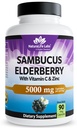 NaturaLife Labs Sambucus Elderberry Capsules – with Vitamin C & Zinc – Immune Support Supplement – 90 Vegan Capsules – Non-GMO & Gluten-Free