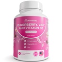 Rosabella Elderberry, Zinc & Vitamin D3 Capsules – Elderberry Supplement with Echinacea, Vitamin C & Zinc, Immune Support Supplement for Daily Wellness, Vegan Capsules – 90 Count (Pack of 1)