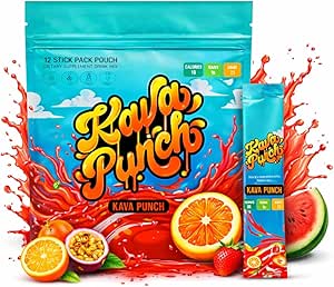 KAVA PUNCH Relaxation Drink Mix – 12 Stick Pack Pouch με Kava Kava Extract για το στρες Relief 