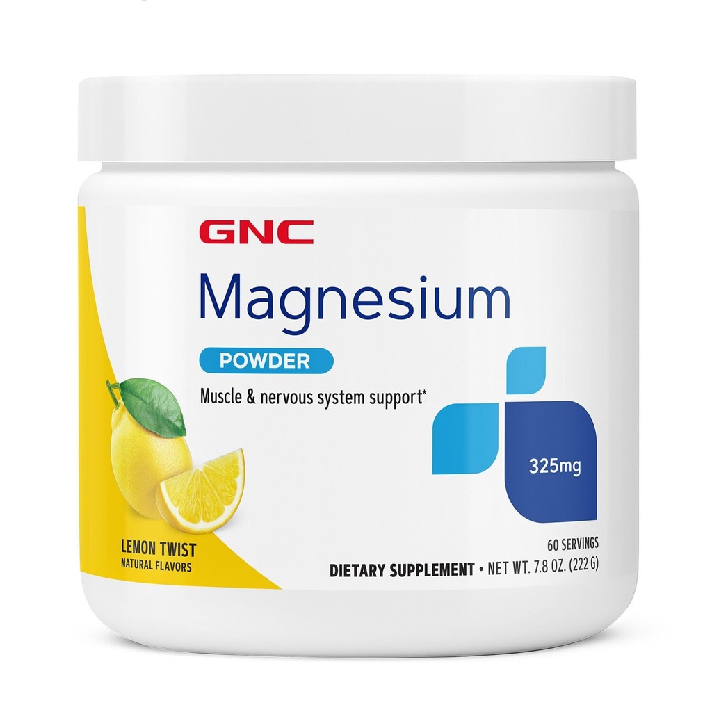 GNC Magnesium Powder, Lemon Twist, 60 Servings