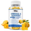 Vegan Omega-3 Gummies 500mg, Omega 3 Fish Oil Alternative for Adults with Plant-Based EPA & DHA & Vitamin A, C, E for Brain, Eye & Immune Health, Sugar Free, Mango Flavor, 60 Count