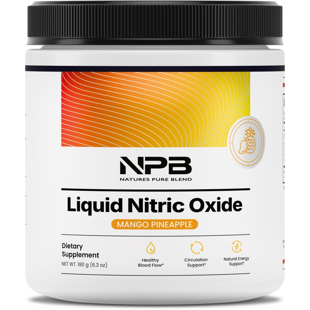 Nature's Pure Blend Liquid Nitric Oxide Supplements – L-Arginine Powder – Nitric Oxide Booster & Circulation Supplement – Blood Flow Support, L Arginine and L Citrulline – 5000MG (Mango Pineapple)