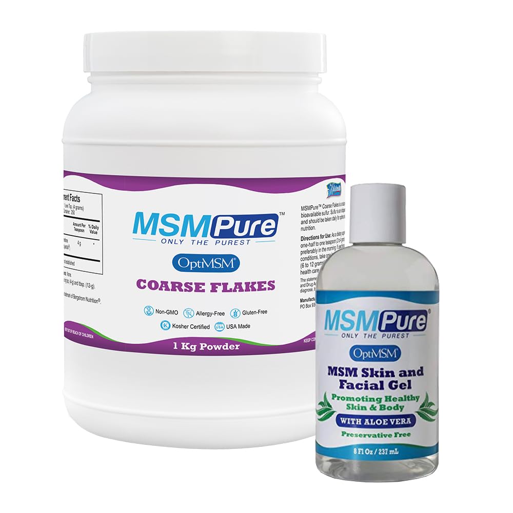 KALA HEALTH MSMPure MSM Coarse Flakes 2.2 lb and MSM Gel with Organic Aloe 8oz Bundle