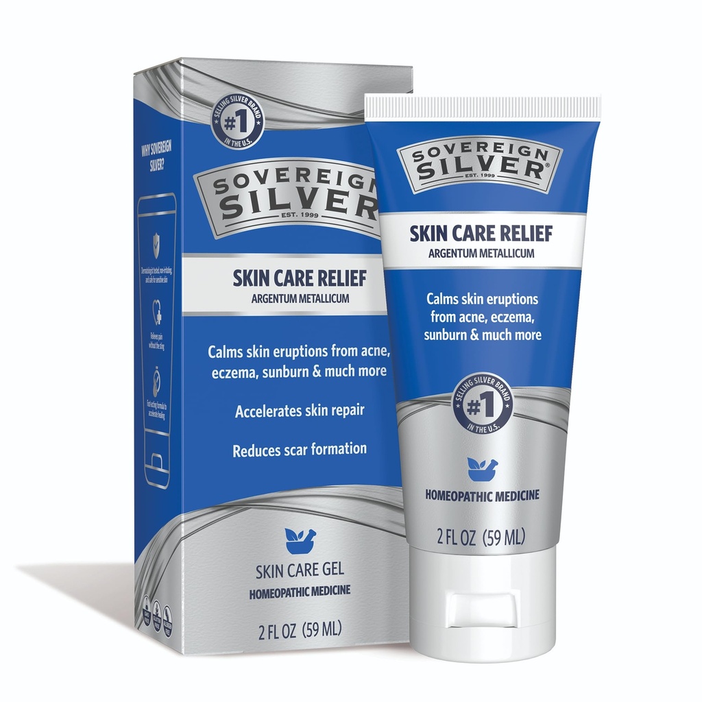 Sovereign Silver Natural Healing Colloidal Silver Gel, Skin Care for Acne, Eczema, Wounds & Sunburn, Eases Inflammation – 2 fl oz (59 mL)