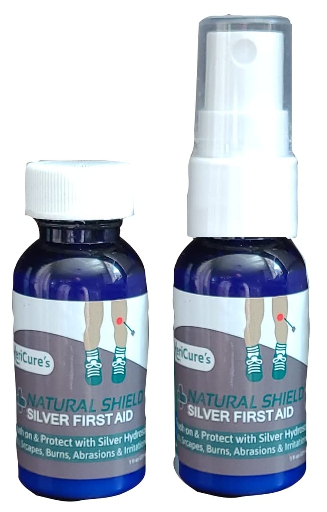 KeriCure Natural Shield Silver First Aid, 1oz Combo Pack Brush on and Spray on Bandage for Cuts and Scrapes, Woman Owned Small Business, US Made