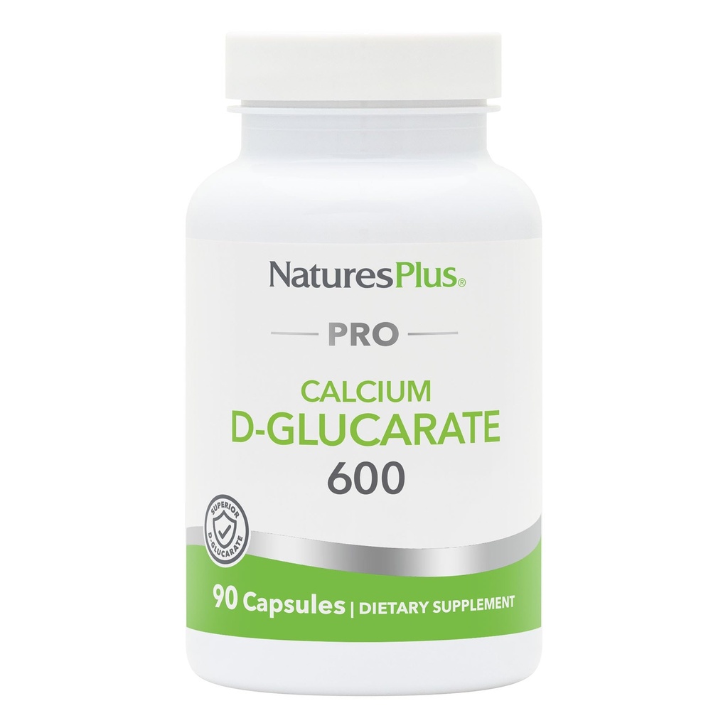 NaturesPlus PRO D-Glucarate ασβεστίου (CDG) 600 mg - 90 Κάψουλες - Μη ΓΤΟ, Vegan, Χωρίς γλουτένη, Χωρίς σόγια - 90 Σερβίρεις