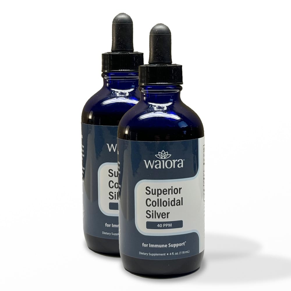 Superior Collidal Silver, Waiora, Liquid Mineral Supplement, 40 PPM, για ανοσοποιητική υποστήριξη, Μπλε Γυάλινο Μπουκάλι με Σταγονόμετρο (2 bott/44serv.)