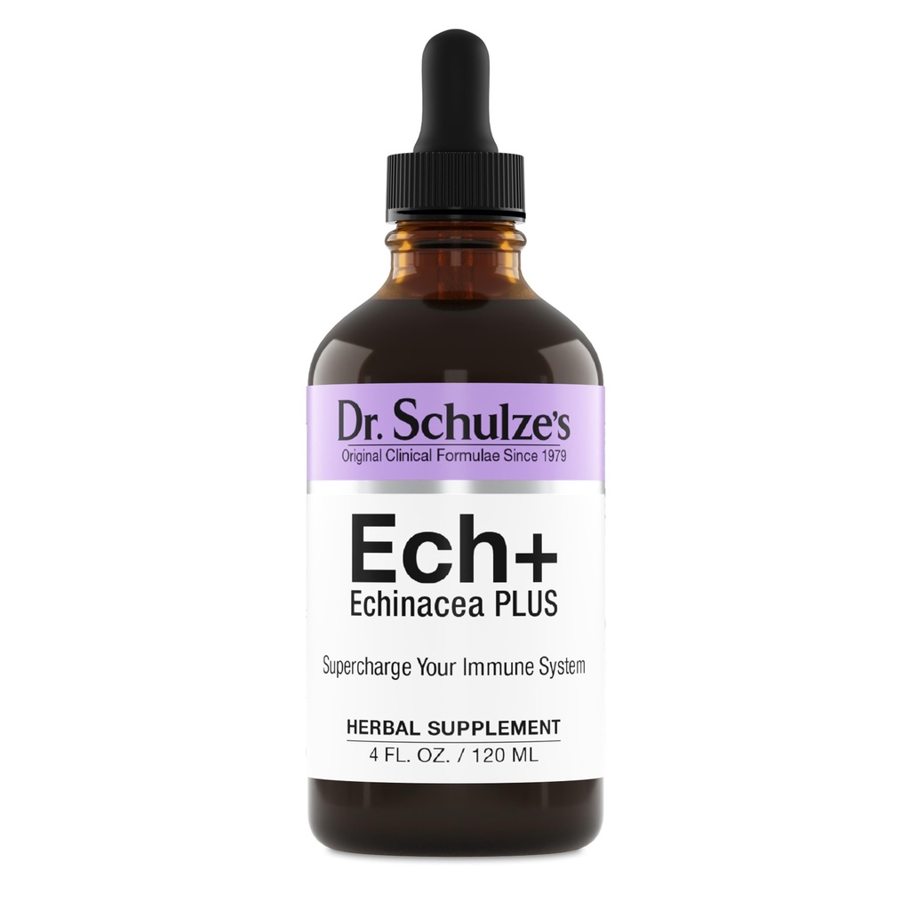 Dr. Schulze's Echinacea Plus | Echinacea Root and Seed | All Organic Extract | Gluten-Free & Non-GMO for Immune System Support | 4 oz