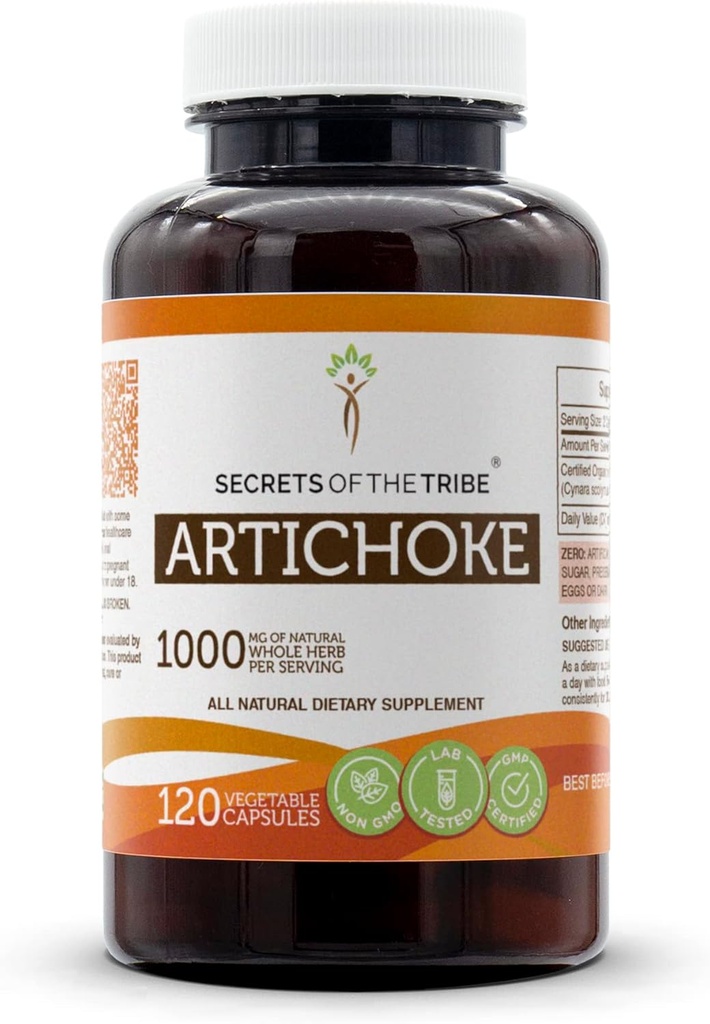 Secrets of the Tribe Artichoke 120 Capsules, 1000 mg, Artichoke (Cynara scolymus) Dried Leaf (120 Capsules)