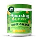Amazing Grass Super Greens Powder, Organic, Greens Superfood Powder, Smoothie Supplements, Supports Digestion, Probiotics, Spirulina, Beet Root, Pineapple, 30 Servings, 8.5 Ounce (Packaging May Vary)