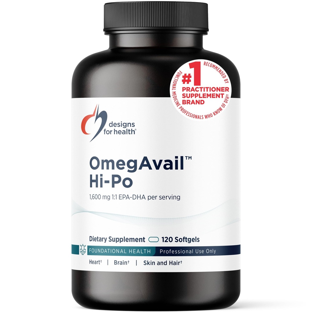 Σχέδια για την υγεία OmegAvail Hi-Po - TG (Τριγλυκερίδιο) Ωμέγα-3 Fish Oil Συμπλήρωμα, 1600mg EPA/DHA ανά σερβίροντας με λεμόνι + βιταμίνη Ε για να ελαχιστοποιήσει την ψαρική γεύση (120 Softgels)
