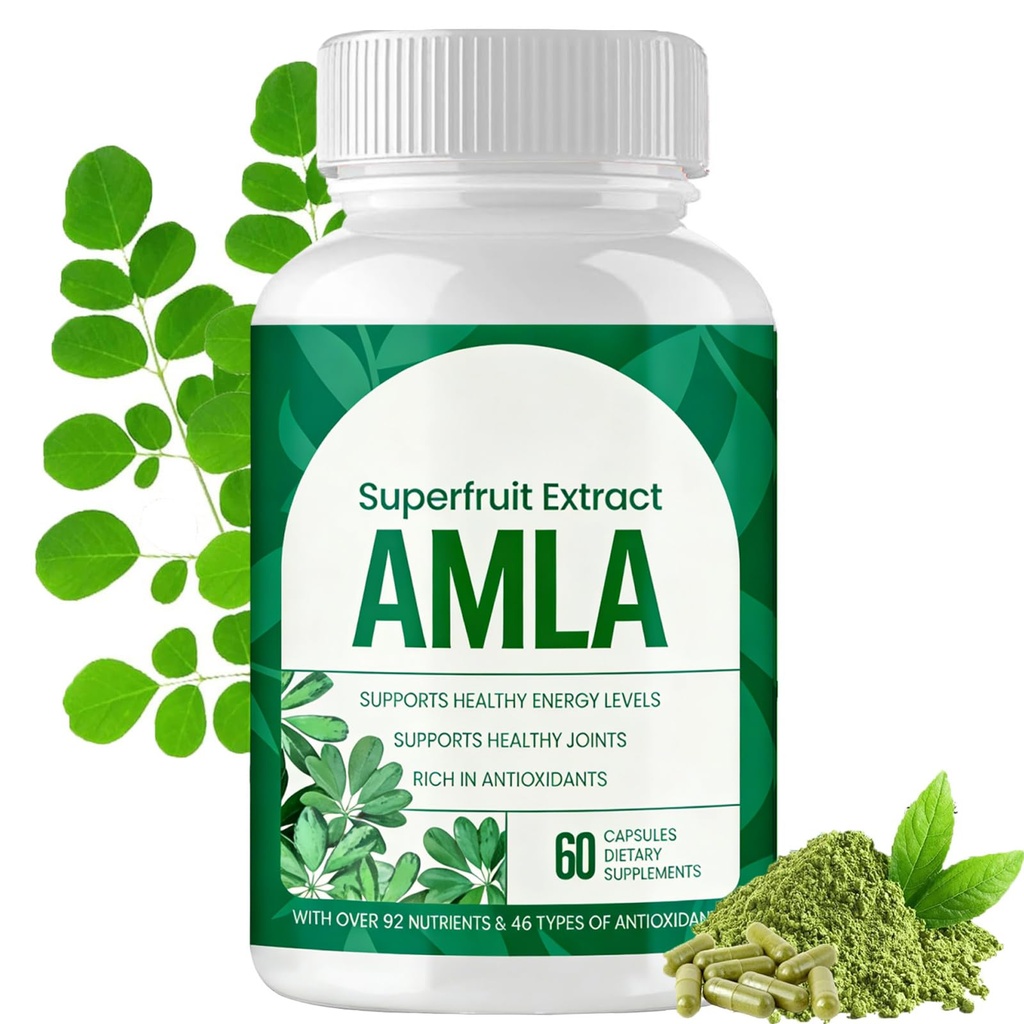 Organic Amla Superfruit Capsules 1000mg – Gooseberry Amla Fruit Supplement – Amla Powder Organic for Antioxidant, Energy & Digestive Support – 60 Capsules