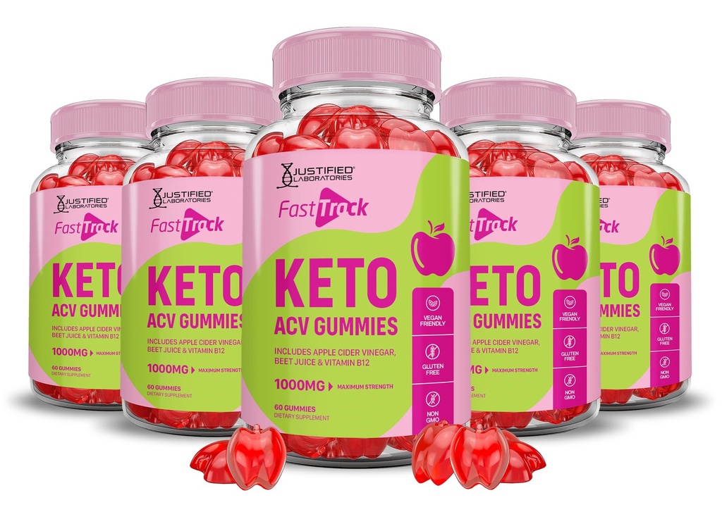 (5 Pack) Fast Track Keto ACV Gummies Advanced Formula 1000MG Fasttrack Keto Gummies Apple Cider Vinegar Formulated with Pomegranate Beet Juice Powder B12 Vegan Non GMO 300 Gummys