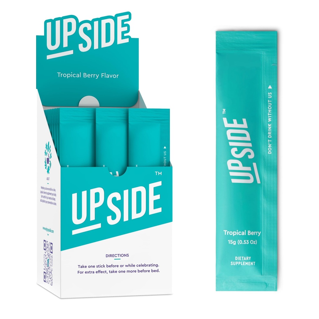 UPSIDE Pre-Celebration Vitamin Jelly Sticks | Natural Ingredients for Better Mornings | Eat One Before Celebrating | DHM, Hardy Orange, Electrolytes | Party, Wedding, Weekend Essentials