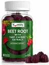 YUM-V'S Beet Root Gummies with Tart Cherry Extract - Berry Flavor Beetroot Gummies - Τσίχλες τεύτλων για την κυκλοφορία του αίματος και αντιοξειδωτική υποστήριξη - Red Beets Gummies (Berry 60 Count (Pack of 1)