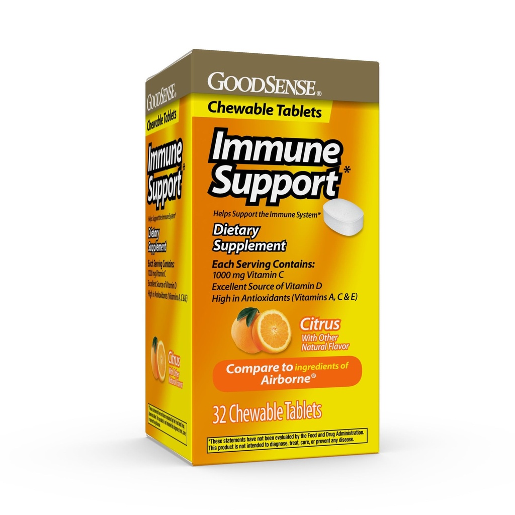 GoodSense Citrus Immune Support Chewable Tablets, 1,000 mg of Vitamin C Per Serving