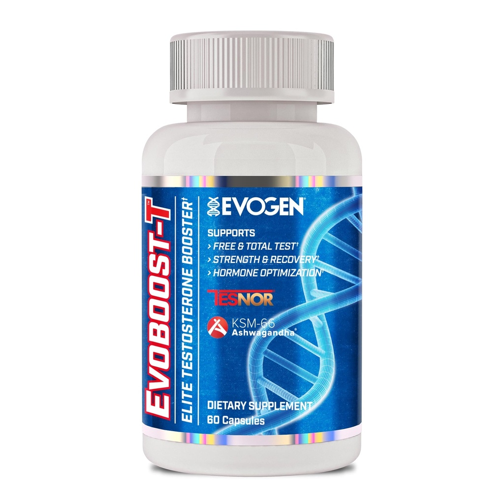 Evogen Evoboost-T - Elite Testosterone Booster for Men | Testosterone Supplement for Men Supporting Free & Total Testosterone, Strength, & Hormone Optimization | Ashwagandha, Tesnor, DIM | 60 Capsules