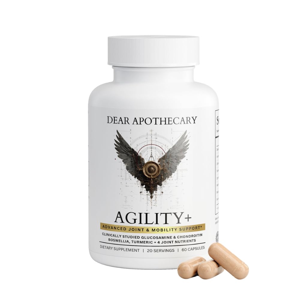 Agility+ Glucosamine Chondroitin Supplement - 1500mg Glucosamine, Boswellia, Turmeric, MSM - Joint Support for Men & Women - Non-GMO Gluten Free - 60 Capsules